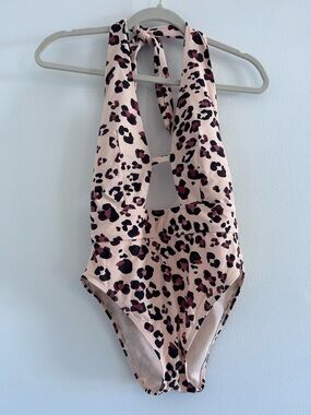 Adore Me Leopard Halter One-Piece Swimsuit